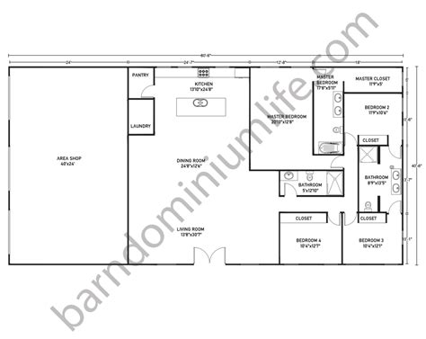 40 x 80 metal house plans|40x80 barndominium floor plans with shop.